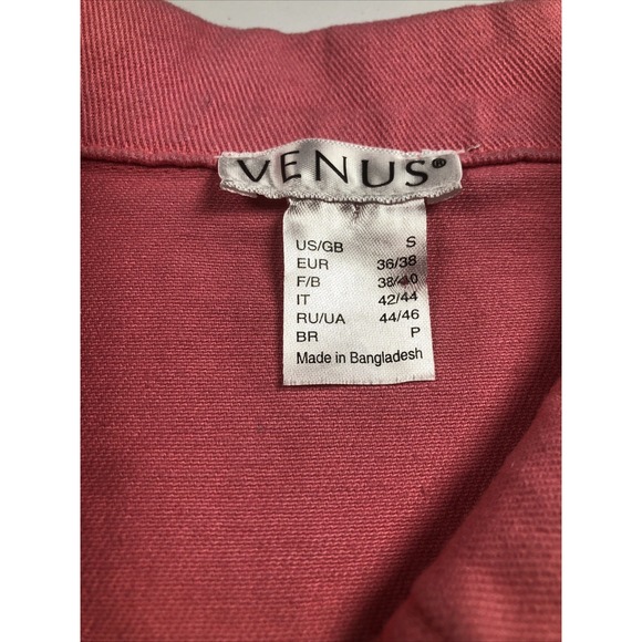Venus Button Front Denim Jacket Womens  Pink Cotton Retro Feminine SMALL - Picture 2 of 9
